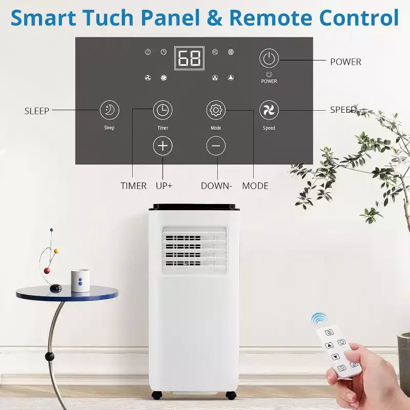GustoWave 10000 BTU Portable Air Conditioner for Room up to 450 Sq. Ft. with 24H Timer, Sleep Mode, Black Top