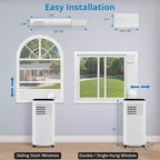 GustoWave 10000 BTU Portable Air Conditioner for Room up to 450 Sq. Ft. with 24H Timer, Sleep Mode, Black Top
