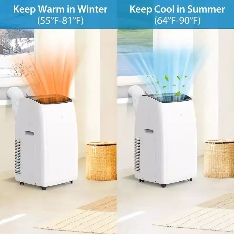 Climatiseur Portable GustoWave 14000 BTU avec Chauffage, Unité de Climatisation Intérieure pour Pièces Jusqu'à 70 m², Blanc/Noir