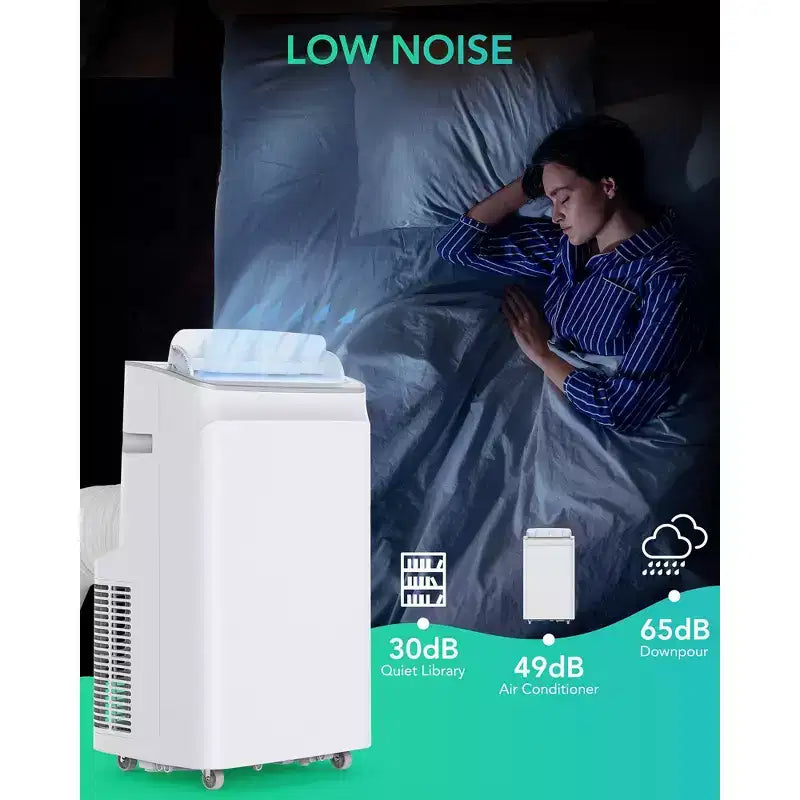 Acekool 12000 BTU 3-in-1 Portable Air Conditioner, Cools 550 Sq.Ft, Remote, Auto Swing & Timer, White