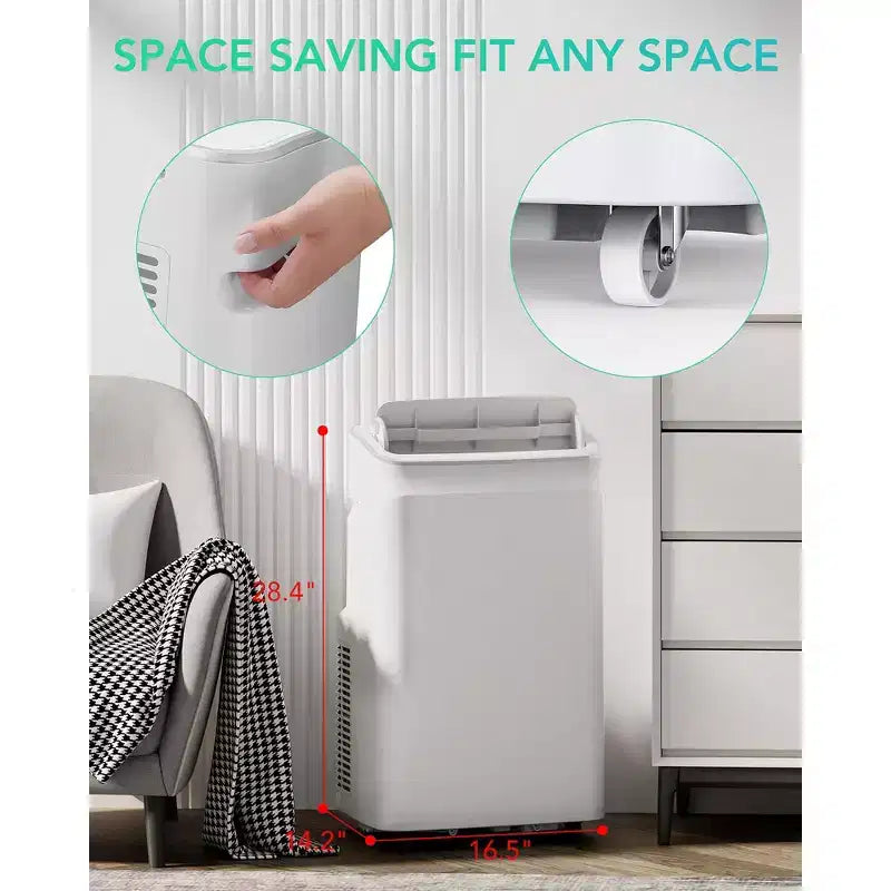 Acekool 12000 BTU 3-in-1 Portable Air Conditioner, Cools 550 Sq.Ft, Remote, Auto Swing & Timer, White