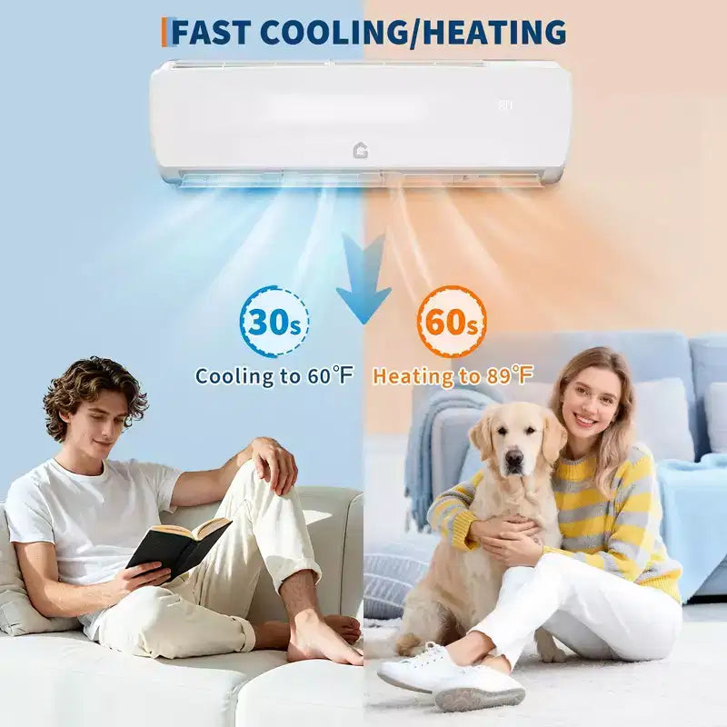 Acekool 9000 BTU 19 SEER2 Mini Split AC, Ultra-Quiet Inverter Heat Pump, 115V, White, 10ft Line Set