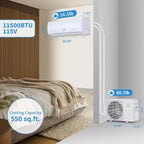 Acekool 11500 BTU Mini Split Air Conditioner and Heater, Wi-Fi Ductless Inverter AC 230V, Cools Heats 750 Sq.Ft, White