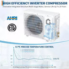 Acekool 12,000 BTU 19 SEER2 Mini Split Air Conditioner and Heater, Inverter, 208-230V, White, Remote & Timer