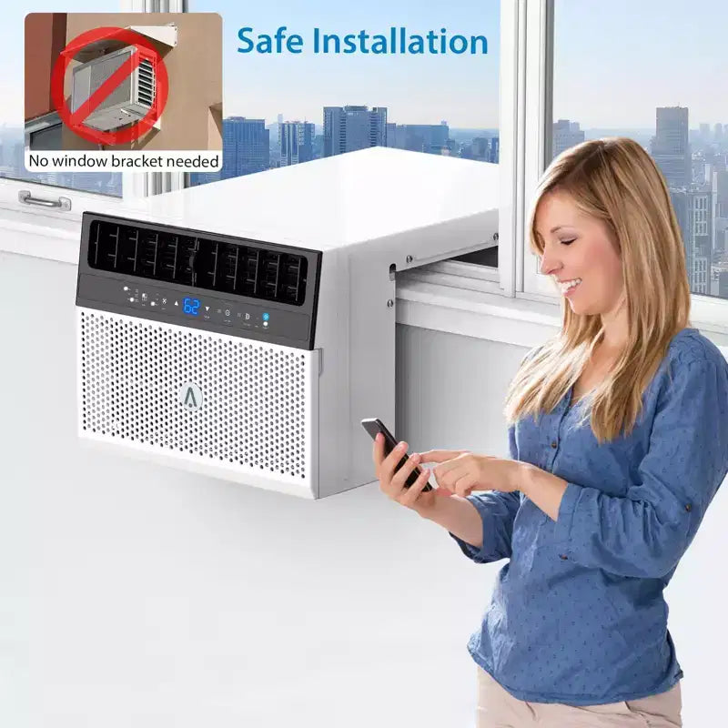 Climatiseur de fenêtre Acekool 8 000 BTU, unité de climatisation silencieuse en forme de U avec déshumidificateur et ventilateur, refroidit jusqu'à 34,4 m², télécommande, installation facile