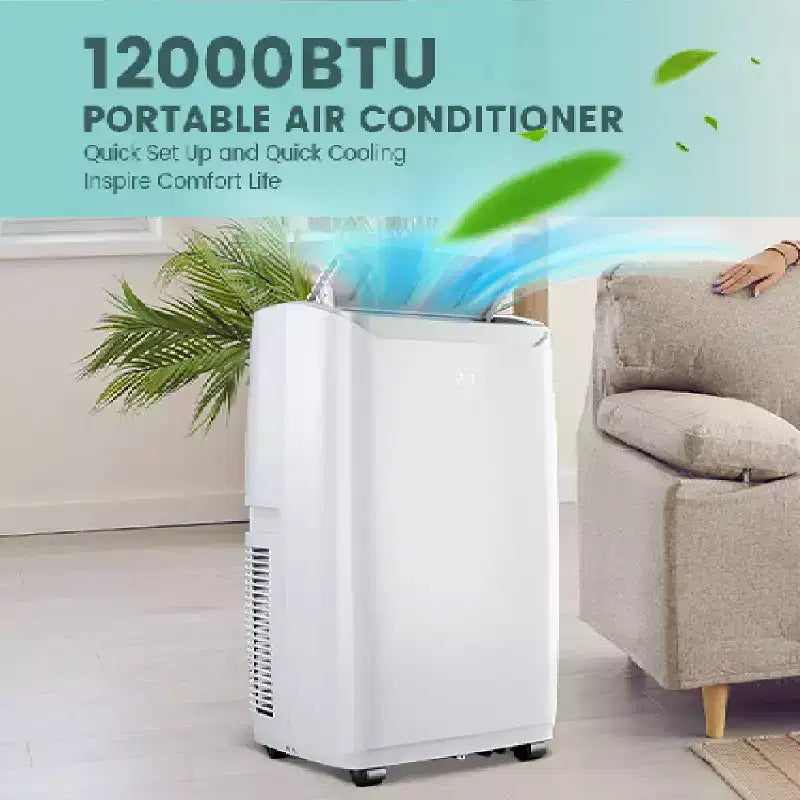 GustoWave 12000 BTU 3-in-1 Portable Air Conditioner with Cooling, Multi-Speed, Sleep Mode, Auto Swing, Remote
