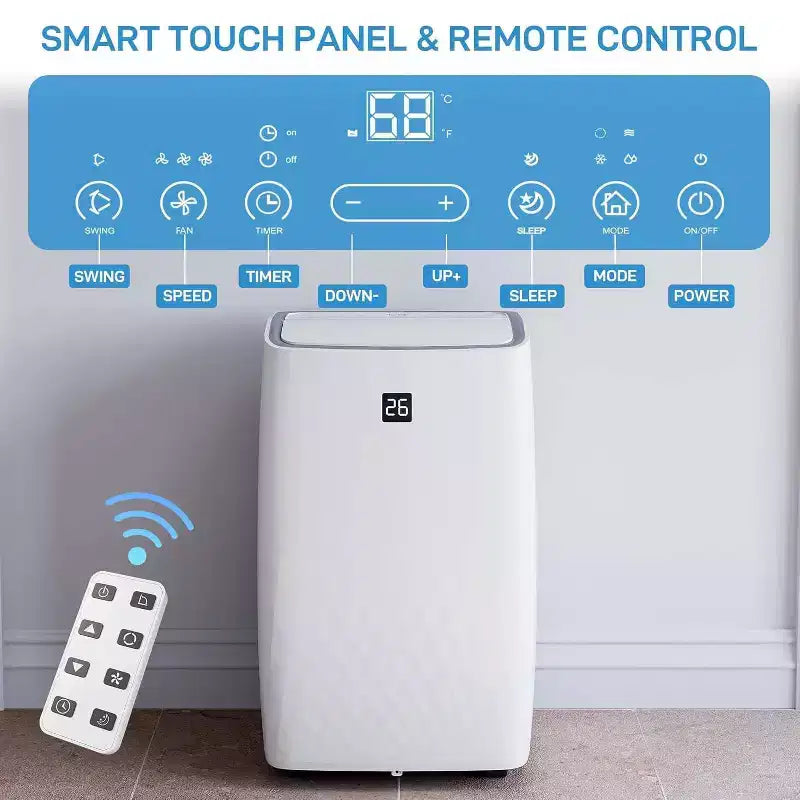 GustoWave 12000 BTU Portable Air Conditioner with Cooling, Dehumidifying & Fan Features for Medium Rooms