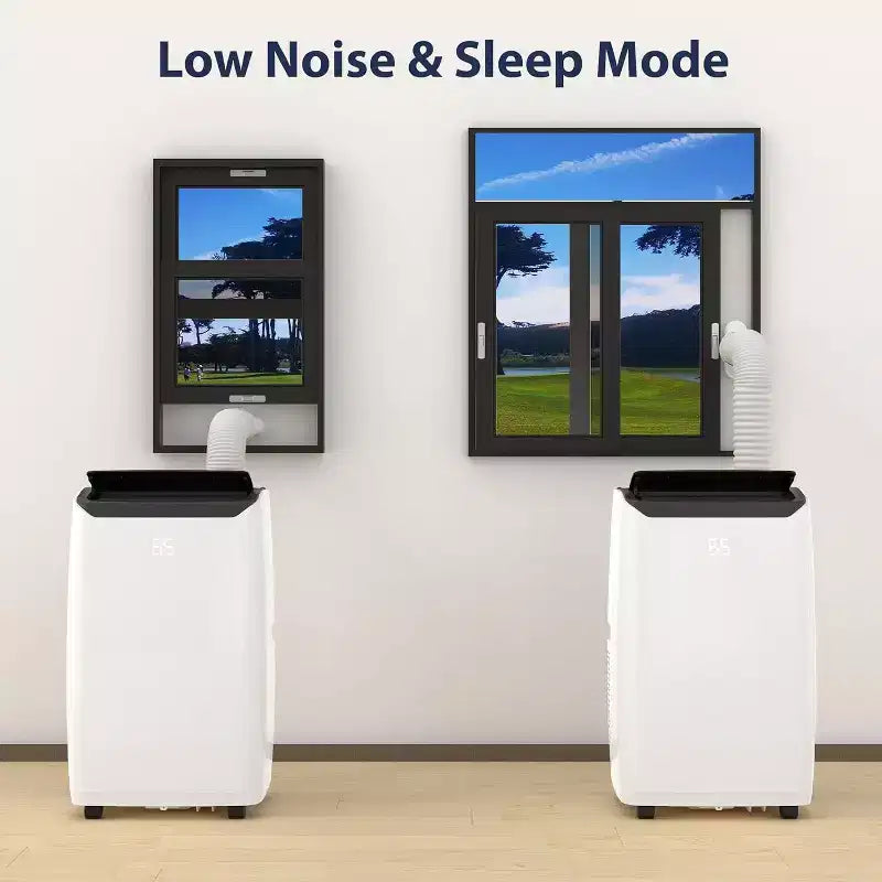 Climatiseur portatif GUSTOWAVE 14 000 BTU avec fonctions de refroidissement, de déshumidification et de ventilation, minuterie de 24 heures, rafraîchit une surface allant jusqu'à 70 m², noir.