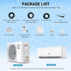 Climatiseur et Chauffage Mini Split 9000 BTU - Système Inverter Sans Conduit 20 SEER2, Auto-Nettoyant, WiFi/Alexa/Télécommande, Kit d'Installation, Refroidit 42 m², Norme Américaine