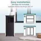 Climatiseur portable Costway 8000 BTU ASHRAE 3-en-1 avec fonctions froid, déshumidificateur, ventilateur et mode nuit