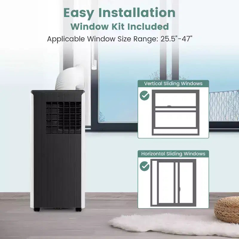 Climatiseur portable Costway 8000 BTU ASHRAE 3-en-1 avec fonctions froid, déshumidificateur, ventilateur et mode nuit