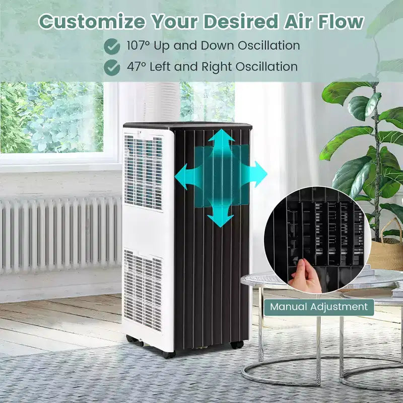 Climatiseur portable Costway 8000 BTU ASHRAE 3-en-1 avec fonctions froid, déshumidificateur, ventilateur et mode nuit