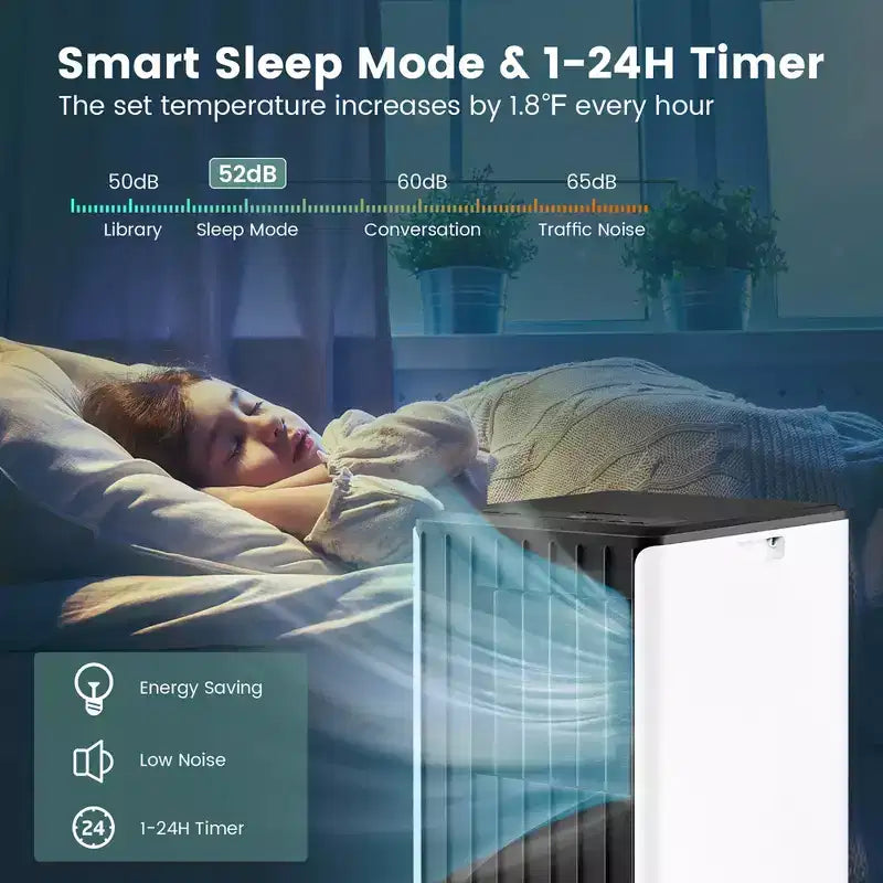 Climatiseur portable Costway 8000 BTU ASHRAE 3-en-1 avec fonctions froid, déshumidificateur, ventilateur et mode nuit