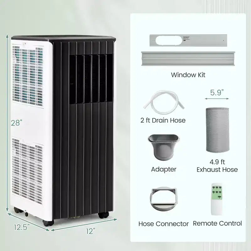 Climatiseur portable Costway 8000 BTU ASHRAE 3-en-1 avec fonctions froid, déshumidificateur, ventilateur et mode nuit