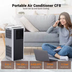 Garvee 8000 BTU Portable Air Conditioner, 3-in-1 AC with Cooling/Dehumidifier/Fan, Remote, 24H Timer, Cools 350 Sq Ft