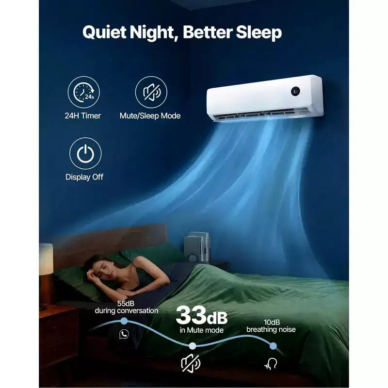 Climatiseur et Chauffage Inverter Mini Split Sans Conduit de 18 000 BTU 19 SEER2, 230 V, 116 m²