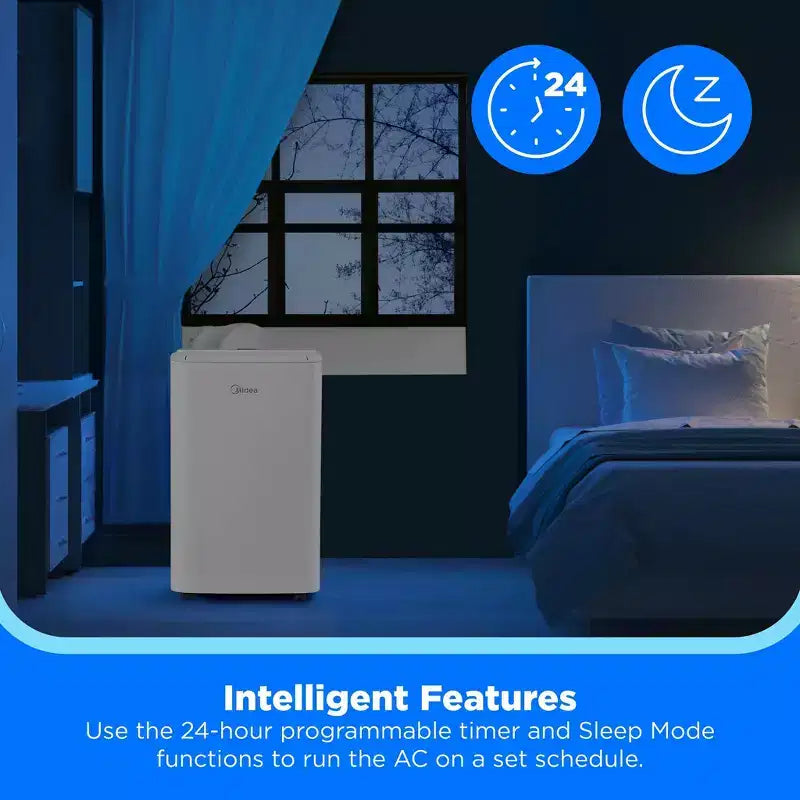 Midea 10,000 BTU DOE Smart Inverter Portable Air Conditioner, for spaces up to 450 sq. ft., White