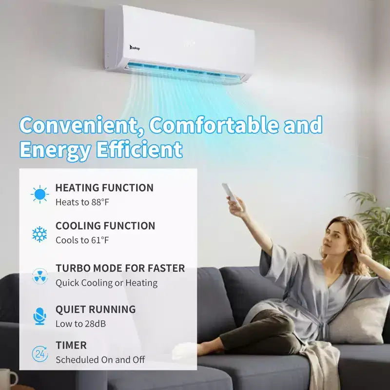 Karl Home 2-Zone 38000 BTU 20 SEER2 Mini Split Air Conditioner with Heat Pump (12K+24K)