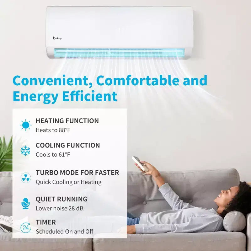 Karl Home 2-Zone 28000 BTU 20 SEER2 Mini Split Air Conditioner with Heat Pump (9K+18K)