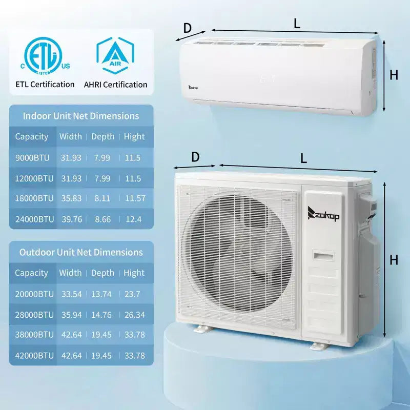 Karl Home 3-Zone 38000 BTU 20 SEER2 Mini Split Air Conditioner with Heat Pump (12K+12K+18K)