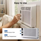 Simzlife 5000 BTU Window Air Conditioner, 2-in-1 AC for 150 Sq.Ft, Easy Installation, Energy-Saving & Quiet Operation, White
