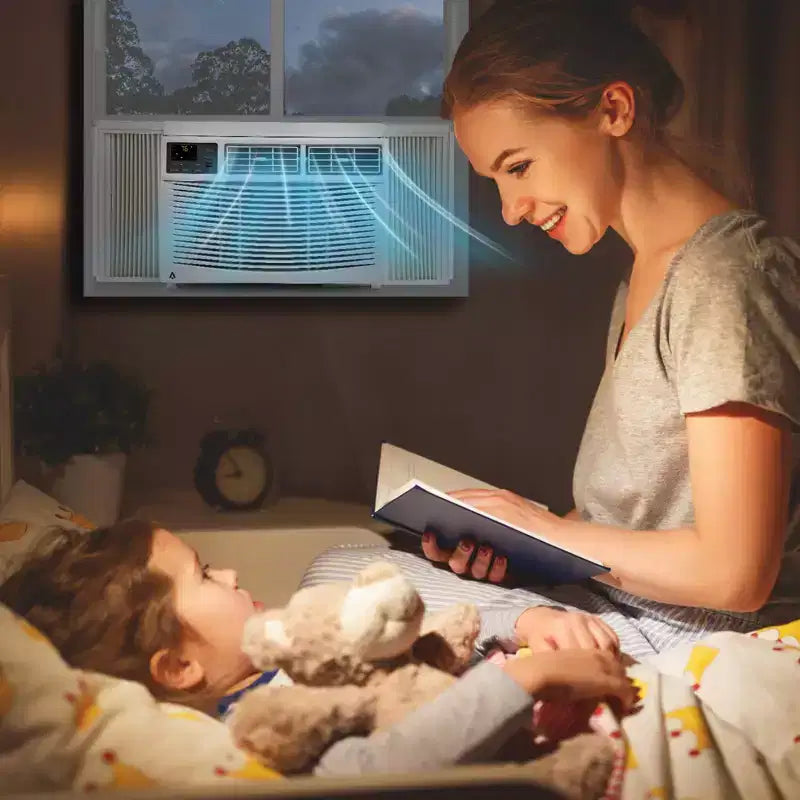 Climatiseur de fenêtre de 8 000 BTU, rafraîchit jusqu'à 350 pieds carrés avec mode refroidissement, 3 vitesses de ventilation, unité de climatisation de fenêtre avec télécommande, kit d'installation facile