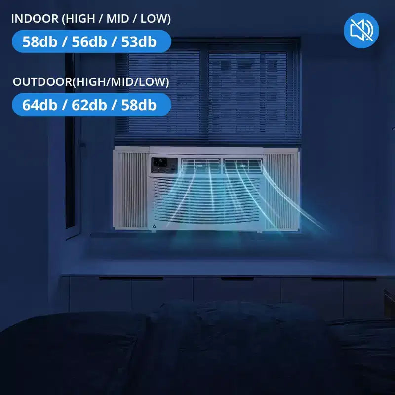 Climatiseur de fenêtre de 8 000 BTU, rafraîchit jusqu'à 350 pieds carrés avec mode refroidissement, 3 vitesses de ventilation, unité de climatisation de fenêtre avec télécommande, kit d'installation facile