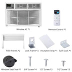 Climatiseur de fenêtre de 8 000 BTU, rafraîchit jusqu'à 350 pieds carrés avec mode refroidissement, 3 vitesses de ventilation, unité de climatisation de fenêtre avec télécommande, kit d'installation facile