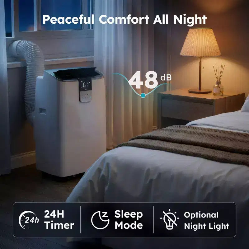 Climatiseur Portable Silencieux Simzlife 14000 BTU, Rafraîchit 40 m², Climatiseur Multifonctionnel, Refroidisseur d'Air Évaporatif avec Déshumidificateur, Télécommande