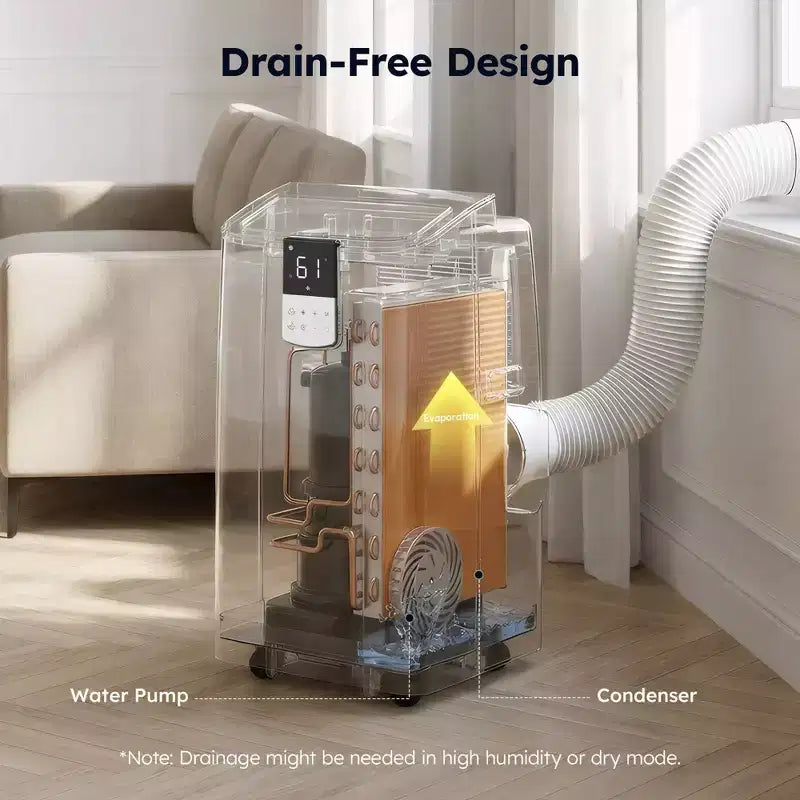 Climatiseur Portable Silencieux Simzlife 14000 BTU, Rafraîchit 40 m², Climatiseur Multifonctionnel, Refroidisseur d'Air Évaporatif avec Déshumidificateur, Télécommande