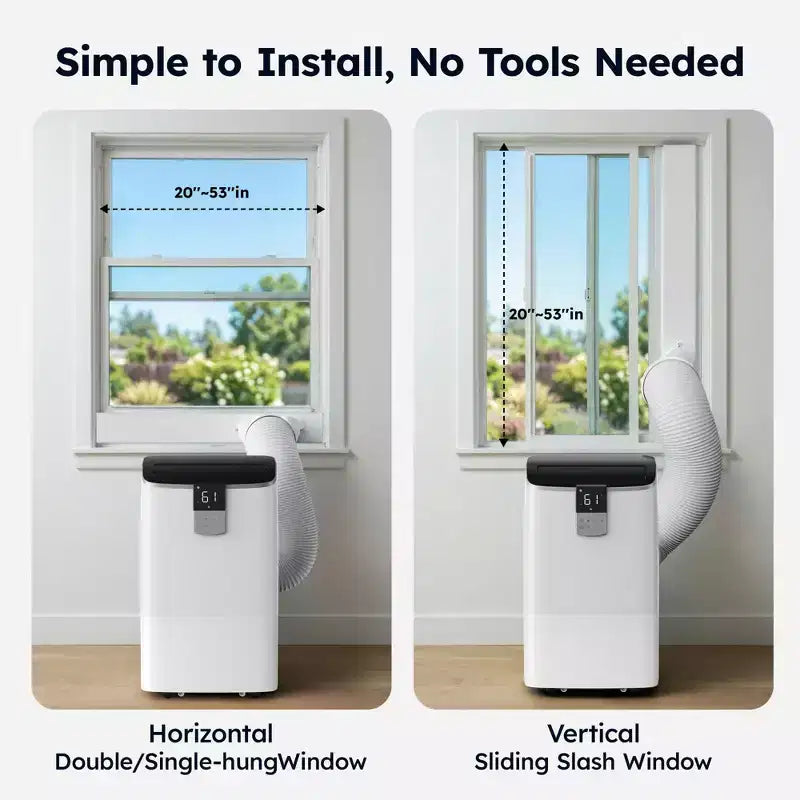 Climatiseur Portable Silencieux Simzlife 14000 BTU, Rafraîchit 40 m², Climatiseur Multifonctionnel, Refroidisseur d'Air Évaporatif avec Déshumidificateur, Télécommande