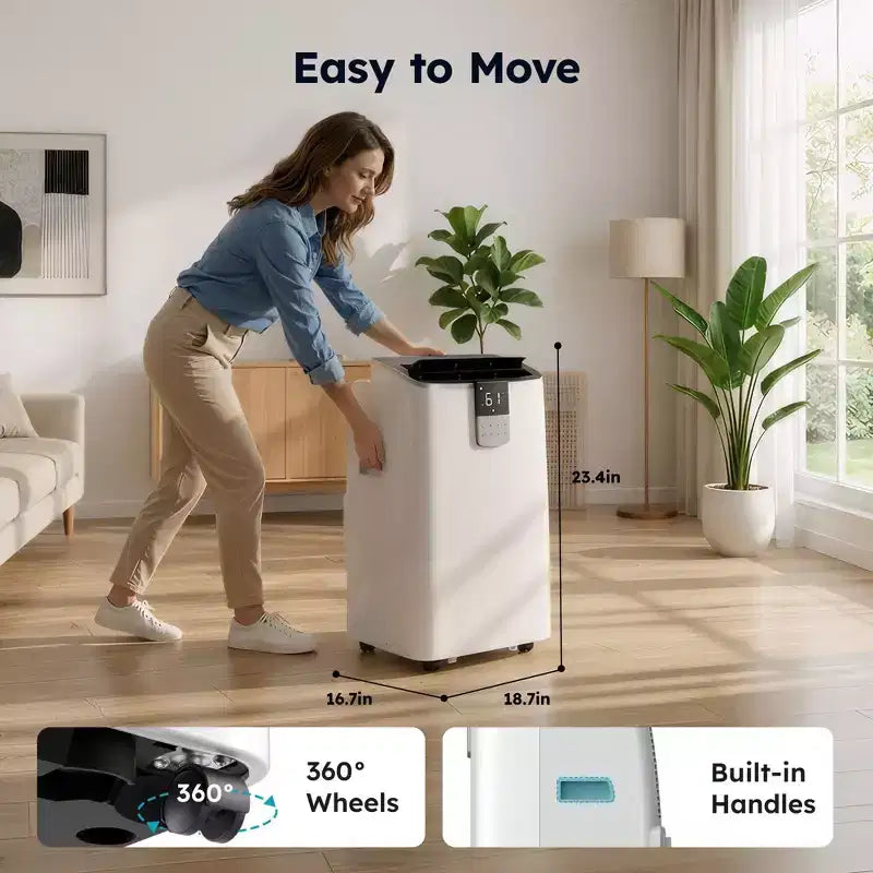 Climatiseur Portable Silencieux Simzlife 14000 BTU, Rafraîchit 40 m², Climatiseur Multifonctionnel, Refroidisseur d'Air Évaporatif avec Déshumidificateur, Télécommande
