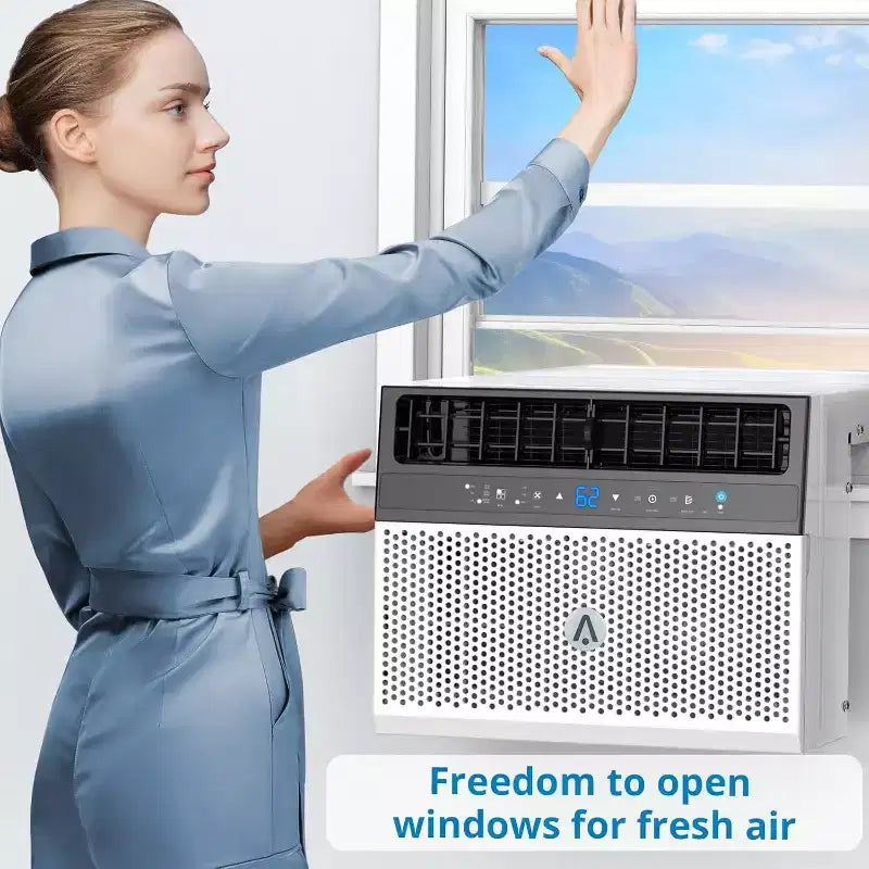 8,000 BTU U-Shaped Smart Inverter Air Conditioner C Cools up to 450 Sq. Ft., Ultra Quiet with Open Window Flexibility, Ultra Quiet, Energy Efficient