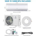 Mini Split Air Conditioning/Heating System, 19 Seer2 Inverter Mini Split Ac for Cooling Up to 450/750 Sq. Ft., Ductless Mini Split Heat Pump