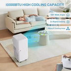 Portable AC 10,000 BTU 3-in-1 with Remote Cooling Dehumidifier Fan for 450 Sq Ft Quiet Sleep Mode 24H Timer Window Kit