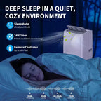 Climatiseur portable 14 000 BTU, multifonction, refroidissement, déshumidificateur, ventilateur, déshumidification automatique, panneau tactile LED, télécommande, kit d'évacuation de fenêtre.