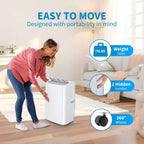 Climatiseur portable 14 000 BTU, multifonction, refroidissement, déshumidificateur, ventilateur, déshumidification automatique, panneau tactile LED, télécommande, kit d'évacuation de fenêtre.