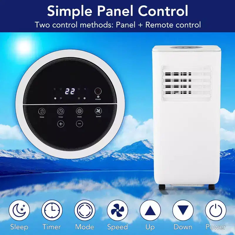 10000 BTU Portable Air Conditioner - 3-in-1 Cooling, Dehumidifier, Fan for Rooms Up to 450 Sq ft, with Remote, Sleep Mode, 24H Timer & Easy Mobility