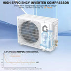 12,000 BTU Mini Split Air Conditioner,22 SEER2,750 Sq.Ft Cooling/Heating,Smart Inverter,Alexa WiFi Control, 5 Modes (Cool/Heat/Dehumid/Fan/Sleep)