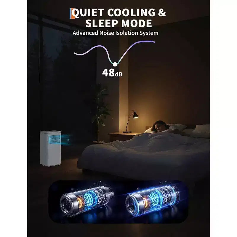 Climatiseur portable 8000 BTU, unité de climatisation portable 3-en-1 avec modes de refroidissement, de déshumidification et de ventilation pour des pièces jusqu'à 32,5 m²