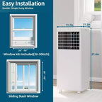 8,000 BTU Portable Air Conditioner - 3-in-1 AC for Rooms Up to 350 Sq.Ft with Remote & Window Kit