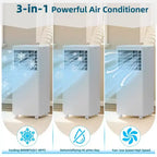 8,000 BTU Portable Air Conditioner - 3-in-1 AC for Rooms Up to 350 Sq.Ft with Remote & Window Kit