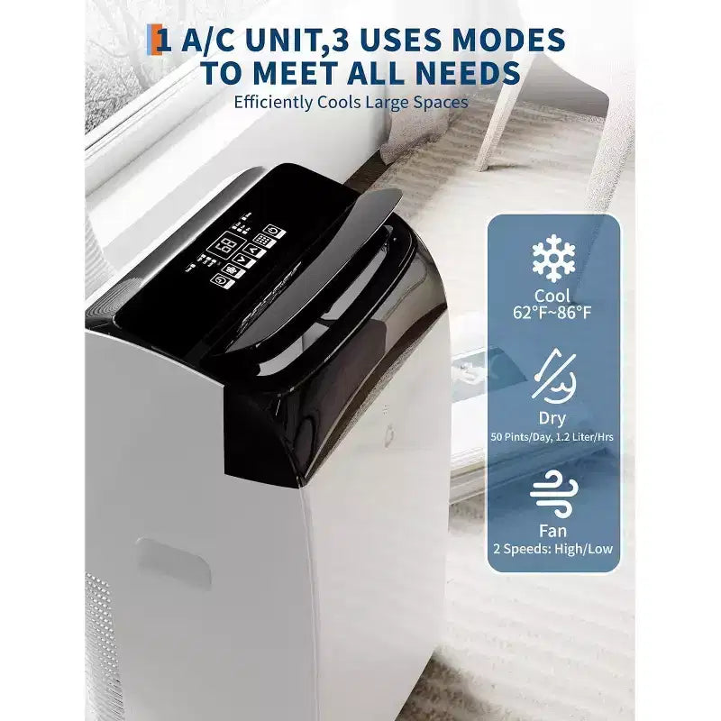 8000 BTU Portable Air Conditioners 3 in-1 Portable AC Unit Cooling Up to 350 Sq.Ft Quiet Standing Air with Remote Control, Cool, Fan, Dehumidifier