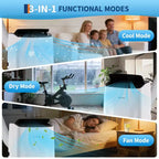 Climatiseur portable 14000 BTU, unité de climatisation portable 3-en-1 pour pièces jusqu'à 65 m² avec modes Refroidissement, Déshumidificateur et Ventilateur, Télécommande, Minuteur 24h