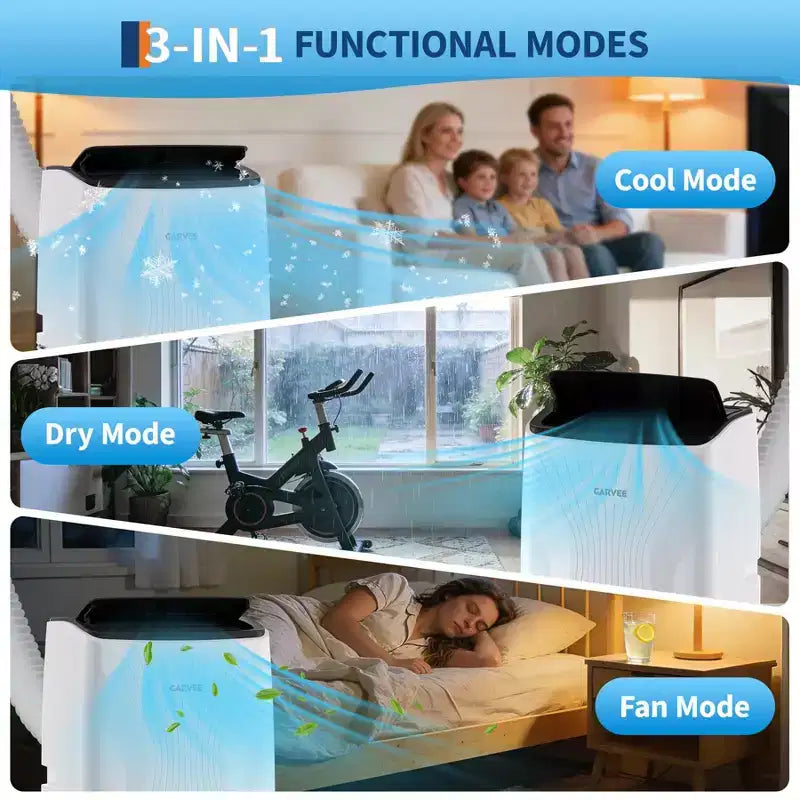 Climatiseur portable 14000 BTU, unité de climatisation portable 3-en-1 pour pièces jusqu'à 65 m² avec modes Refroidissement, Déshumidificateur et Ventilateur, Télécommande, Minuteur 24h