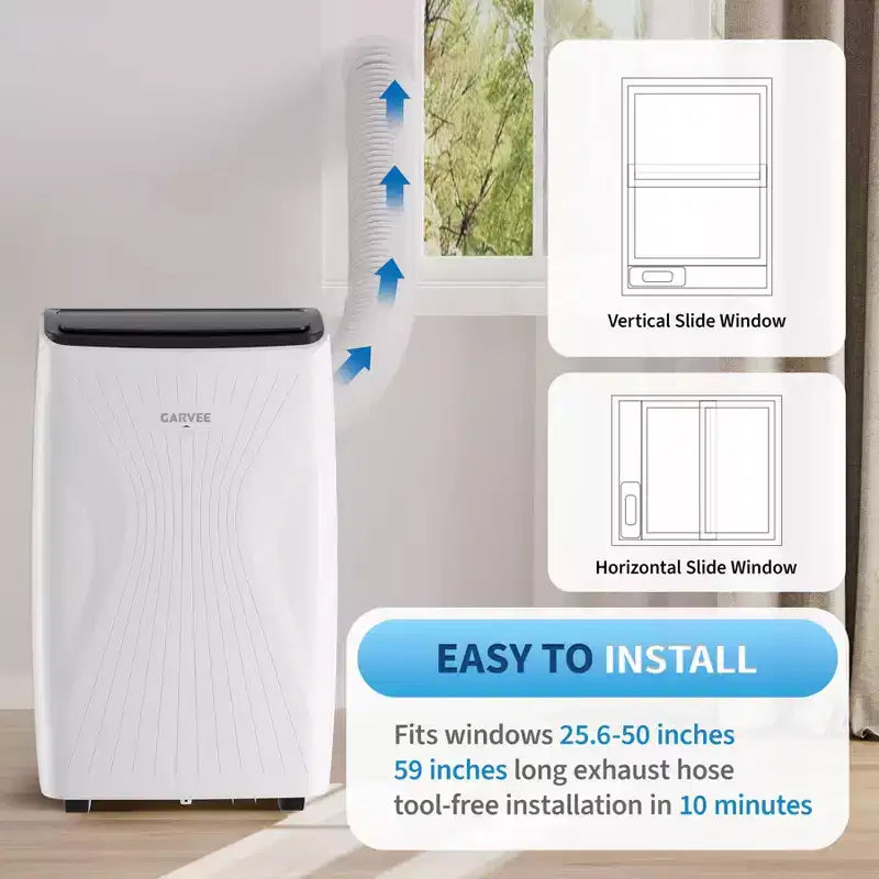 Climatiseur portable 14000 BTU, unité de climatisation portable 3-en-1 pour pièces jusqu'à 65 m² avec modes Refroidissement, Déshumidificateur et Ventilateur, Télécommande, Minuteur 24h