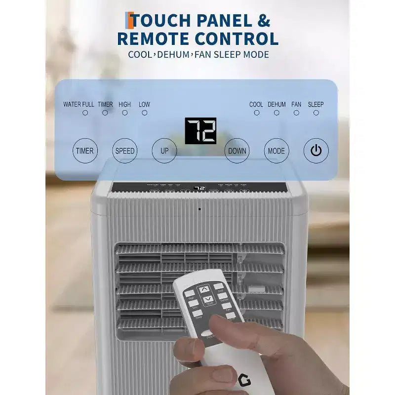 10,000 BTU Portable AC Unit  3-in-1 Grey Air Conditioner (1 Pack) for Home, Dorm & Office | Includes Remote,Window Kit & Wheels for Easy Mobility