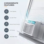 12,000 BTU Window AC - White Cool/Heat Unit (1 Pack) for Medium/Large Rooms | Energy Efficient with Easy Installation
