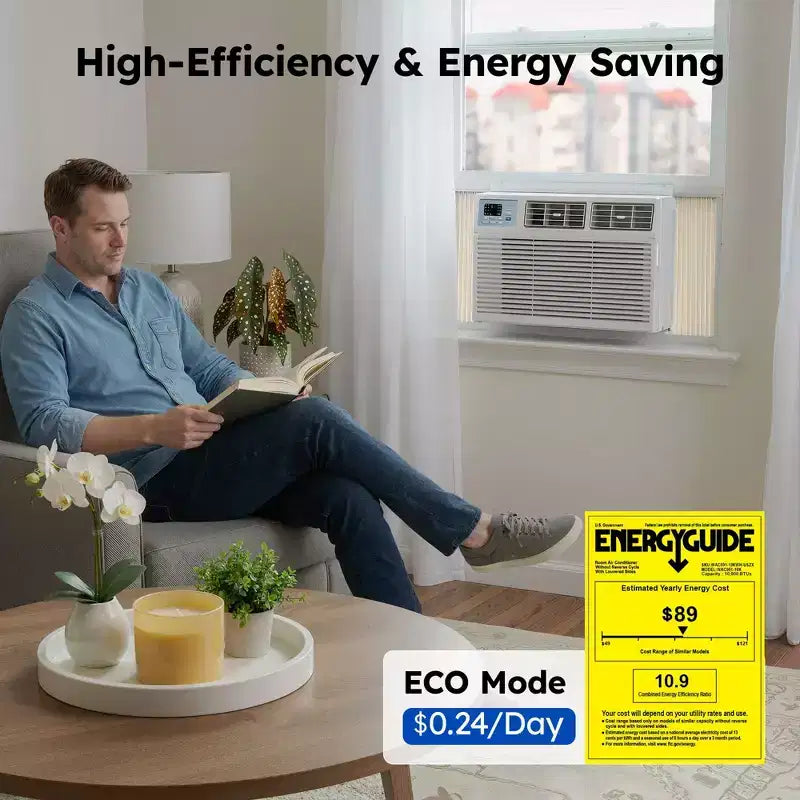 Simzlife Smart 10000 BTU Window Air Conditioner, 3-in-1 AC for 450 Sq.Ft, APP Control, Easy Installation, Energy-Saving & Quiet Operation, White
