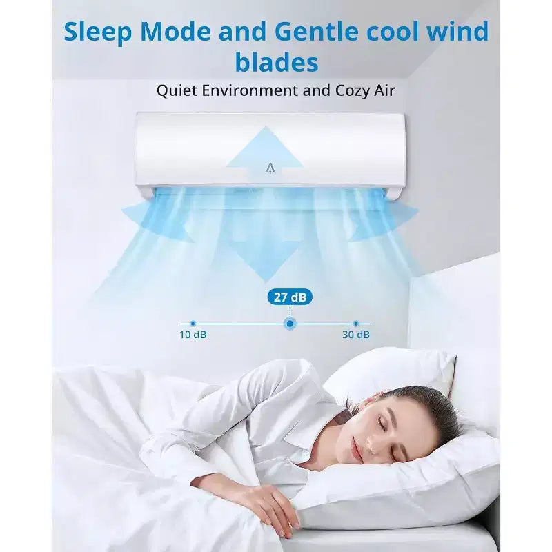 9,000 Btus Mini Split AC, 19 SEER2 Wall Mounted AC with Heat Pump & Installation Kits,Cools up to 450 Sq.Ft, WIFI and Remote Control, 115V
